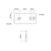 41-115-1SS MODULAR SOLUTIONS TIE PLATE 45MM X 90MM<BR>CREATE RIGHT ANGLE, S.S. HARDWARE, 1 THRU, 1 SLOTTED HOLE
